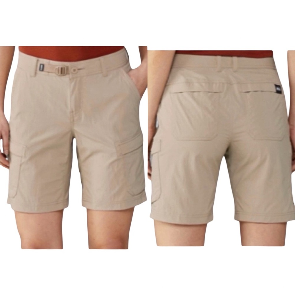 REI Women's Sahara Beachwood Tan Stretch Lightweight Cargo Shorts Size 10